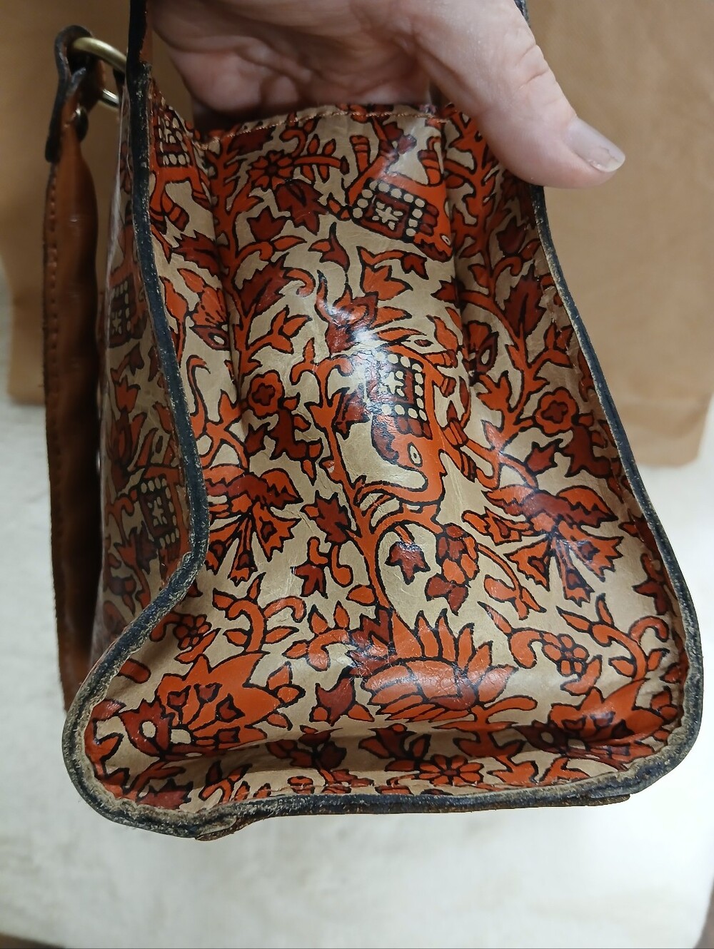 Patrica Nash Poppy Leather Boho India Print Shoulder Bad with Dustbag - Picture 15 of 16